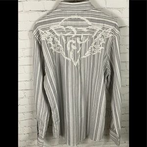 Roar Long Sleeve Embroidered Shirt. Size Large.